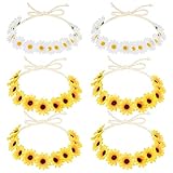 Frcolor 6 stk Sonnenblume Stirnband Blumen Krone Haarband Haarkranz Kopfstück für Hippie Party H