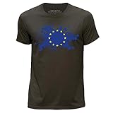 Stuff4 Herren/groß (L)/Dunkelbraun/Rundhals T-Shirt/European Union/EU Flagg