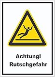 Achtung Rutschgefahr Aufkleber innenklebend A5 (148x210mm)