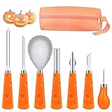 HIMABeauty Robustem Kürbis Schnitzset, Edelstahl Kürbis-schnitz-Set mit Softgrip-gummigriff und Robuste Edelstahl-Werkzeuge, Tragetasche Für Halloween-Dek