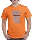 Comedy Shirts - Like a Horst Make Halli Galli - Herren T-Shirt - Orange/Blau-Braun Gr. XL