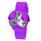 Kool Time Skylab KT63 Damen-Armbanduhr, silberfarbenes Spiegel-Zifferblatt, violettes Silikonarmband,