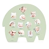 Navaris Bilderrahmen für Baby Bilder - Monatsbilderrahmen für die ersten 12 Monate - Holzfaser Rahmen für Baby Fotos - erstes Lebensjahr - D