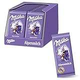 Milka Alpenmilch 32 x 40g Kleintafel, Zartschmelzende Schokoladentafel aus 100% Alp