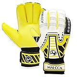 Herbst Torwarthandschuhe mit Fingersave für Jugendliche/Erwach, Fußball Handschuhe mit Extra Starkem Grip Haltbare rutschfest Latex Torhüter Keeperhandschuhe (Gelb, Größe - 7)