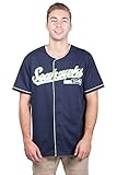 Icer Brands NFL Seattle Seahawks Herren Baseball-T-Shirt, Knopfleiste, Gr. L, Marineb