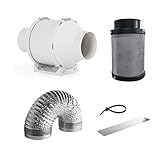 NICEGROW.de Grow Abluft-Set 125 mm 280cbm/h Rohrventilator verkabelt Aktivkohlefilter I