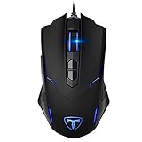 Biijok PC Gaming Maus, RGB LED Gamer Maus 7200DPI Computer Maus mit Kabel Hohe Präzision für Pro Gamer mit 7 programmierbaren Tasten/ ergonomisches Design/ USB-Wired Maus optisch (Schwarz)