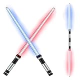 QWERTYUI Lichtschwert, Upgrade 2 in 1 LED (7 Farben) FX Doppelmesser mit Sound, geeignet für Kinderrollenspiele, Halloween, Ostern und Weihnachtsdeko Spielzeug