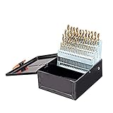 CARCC Drehbohrer 60 Stücke Twist Bohrer Set Individuelle Bohrer Number Größe Runde Schaft Bohrer Set Titanbeschichtung HSS Bohrer Set Schnellbohrer S