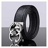 Jianjin Luxus Vintage Designer G Gürtel Automatische Schnalle Männer Hohe Qualität Frauen Echtes Echtleder Kleid Gurt Doppel G Gürtel Fit for Jeans (Belt Length : 105CM, Color : 6 Black)