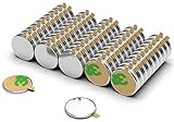 NeoMagNova® 100 Stück selbstklebende Neodym Magnete 10x1 mm N42 - Mini Klebemagnete paarweise mag