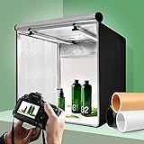 Tragbares Fotostudio 60 * 60 * 60cm IPPINKAN Fotobox 126 LED Mini Mobiles tragbare Tischplatte Faltbare Fotografie Leuchtkasten, Lichtwürfel Fotostudio mit 3 Hinterg