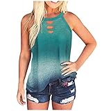 Frühling Sommer Tie-Dye ärmellose Junges Mädchen T-Shirts Tee Rundhalsausschnitt Falten Top Casual T Shirt Tops Teen Girl Tank Top Loose Fit Tee Damen Pullover Lustige Tunika Bluse, grün, X-Larg