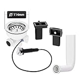 AQUADE 72332 Siebkorbventil 114mm mit Excenterventil, Drehbetätigung und Überlauf-Set Qualität: Made in Germany, Edelstahl,