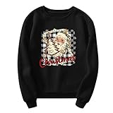 Damen Weihnachtlichen Motiven Sweatshirts Baumwolle Lang Rudolph Rentier Elfe Weihnachtspullover Kapuzenpullover Langarm Pullover Langarmshirt Vintage Christmas Retro Weihnachtsp