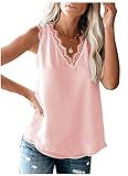 FIYOTE Blusentop Damen Bluse Chiffon Tops Sommer Oberteile Hemd Tank Top Tank Tunika T-Shirts Hemdbluse t-Shirts Rosa L