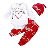 Alliwa Baby Valentinstag Baby, Baby Strampler Strampler + Hose + Mütze 3tlg Set Baby Body Mädchen Outfit Jungen M