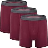 Lemonin Herren Micro Modal Boxershorts 3er Pack Ultra Soft Unterwäsche Komfort Atmungsaktiv - Rot - M