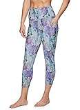 RBX Active Damen Athletic Fashion Peached Ultra Soft High Waist Squat Proof Printed Capri Leggings mit Taschen - - X