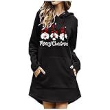 Kapuzenpullover Damen Lang Damen Hoodie Kleid Hoodie Lang Damen mit Kapuze Herbst Minikleid Sweatshirt Lang Oversize Mit T