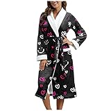 Darringls Bademantel Damen Lang Warm Flauschig Morgenrock Bademantel Morgenmantel Hausmantel Saunamantel Frotteemantel Robe Negligee Saunakilt Sauna Sarong Morgenrock