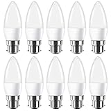 GVOREE LED-Leuchtmittel, B22, kleine Edison-Schraube, Kerzenform, 5 W (entspricht 40 W Glühlampe), kaltweiß, mattiert, energiesparend für Kronleuchter, Wandlampen, Deckenleuchten, 10 Stück