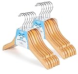 Baby Kleiderbügel aus Holz 12er Set Kleiderbügeln Kinder Baby aus Holz mit rutschfesten Kerben,Kleiderbügel aus hochwertigem Holz, um 360 ° drehbar,für Kinder und Kleinkinder- 30cm N
