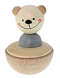 Hess Holzspielzeug 15714 - Stehaufmännchen aus Holz, Serie Bär nature, für Babys ab 12 Monaten, handgefertigt, ca. 8 x 5 x 5 cm groß, Geschenk zur Taufe oder zum Geburtstag