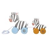 Bieco Nachziehzebras Holz | Nachziehspielzeug ab 1 Jahr | Süßes Nachziehtier aus Holz | Baby Spielzeug Holz Zebras zum Nachziehen | Ziehtiere Holz ab 1 Jahr | Holzspielzeug Nachzieh-Zebra F