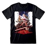 Star Wars The Rise of Skywalker Filmplakat Herren-T-Shirt Schwarz S | S-XXL, Rey Kylo Ren Crew Neck Graphic Tee, Geburtstagsgeschenkidee für Männer, für Haus oder Gy