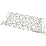 JAOMON Teppich Bedruckte gewebte Bodenmatte Antike Quaste Baumwollfaden Bodenmatte Boho-Stil Kann als Haustürmatte verwendet Werden geeignet für Bad Schlafzimmer Küche 60x90cm b