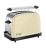 Russell Hobbs Toaster Colours+ creme, 2 extra breite Toastschlitze, inkl. Brötchenaufsatz, 6 einstellbare Bräunungsstufen + Auftaufunktion, Schnell-Toast-Technologie, 1670W, 23334-56