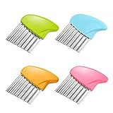XHNFCU 4 Stück Kartoffelhacker Wellenschneider aus Edelstahl Crinkle Cut Chip Cutter Gemüseschneider für Kartoffeln,Zwiebeln, Obst, Gemüse (Grün+Blau+Gelb+Rosa)