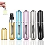 ACWOO 5ml Mini Parfümzerstäuber Taschenzerstäuber, 5 Stück Nachfüllbar Leer Reise Parfüm Zerstäuber, Mini Portable Sprühflasche mit Fenster für Flug R