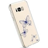 Ysimee Hülle kompatibel mit Samsung Galaxy S8 Handyhülle, Transparent Weiche Silikon Schutzhülle Muster Blumen [Crystal Klar] TPU Bumper Dünne Stoßfeste Protective Hülle, Schmetterling