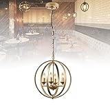 HIMAugbo Kronleuchter Modern Gold, Industrial Spherical Pendelleuchte 4-Lampe, Deckenleuchte hängend 120cm HöHenverstellbarer Esszimmerlampe HäNgeleuchte füR Wohnzimmer L
