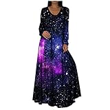 Briskorry Frauen Blumenkleid Übergroßes Damen Sommerkleid Lose Partykleider Langes Kleider Frauen Beiläufig Boho Große Größen Strandkleider Maxik