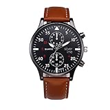 Waselia SchöNe Herren Armbanduhren Uhr Damenuhr Online Kaufen/Armbanduhr Damen Rosegold Leder/Schlichte Herrenuhr Lederarmband/Armbanduhr Aus Quarz-Armbanduhr Im Retro-Design-Lederarmband (Braun)