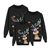 Alueeu Ugly Weihnachtspullover Familien Set Herren Damen Kinder Partnerlook Kleidung Weihnachten Sweathirts Langarm Hirsche Bedruckt Pullover Xmas Pulli Sweater Top für F