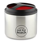 Pioneer Thermo-Speisebehälter 1 L Edelstahl Doppelwandig mit Extra Breiten Öffnung, Isolier Lunch-Box für Suppe/Essen 4 Stunden Heiß 8 Stunden Kühl Auslaufsicher BPA-Frei – Schwarz/R