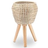 Decorasian Blumentopf mit integriertem Ständer, geflochten aus Seegras - Übertopf, Topf - 20cm D