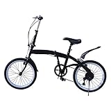 20 Zoll Faltrad aus Kohlenstoffstahl Klapprad Klappfahrrad Bike 7 Gang Klapprad Fahrrad Folding Fahrrad Parklane OUKANING Fahrrad Doppel V Bremse (Schwarz)