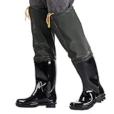 QTDZ Verdickt Super Hohe Watstiefel Herren Damen Wasser Hosen Mehrzweck Regen Gummi Stiefel Leichte Tragen-Beständig Fishing Boots rutschfest PVC Wasser Schuhe,Schwarz,43 EU