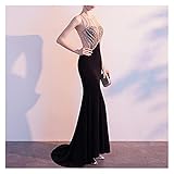 XUXFANG Kleid Sexy Black Lange Abendkleider Dame Elegante Backless Pailletten Slim Formale Party Host Robe Mode Cocktail Vestido Abendkleid (Color : Black, US Size : XX-Large)