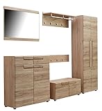 trendteam smart living Garderobe Garderobenkombination 6-teiliges Komplett Set Malea, 278 x 188 x 38 cm in Eiche San Remo Dekor mit viel Stauraum und Ablag