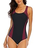 Halcurt Damen Sportlicher Einteiler Badeanzug Racer Back Schwimmanzug Figuroptimizer Bademode XXL