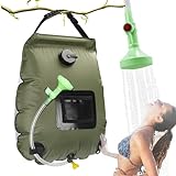 MeYuxg Tragbare Camping-Solarduschtasche, Camping-Duschtasche für Outdoor-Dusche, 20 l, Sommerduschtasche mit abnehmbarem Schlauch und An- und Ausschaltbarer Duschkopf, für Outdoor-Reisen, Strandgrü