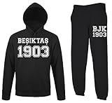 TRVPPY Herren 2er Set Kapuzenpullover + Jogginghose Besiktas Istanbul, Schwarz, XL