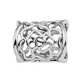 ULTNICE Frauen hohle Rose Schal Schnalle Ring (Silber)